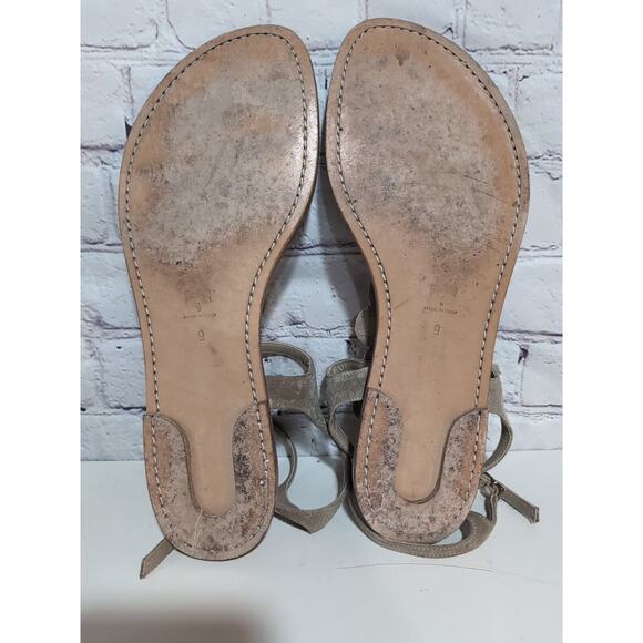 Sigerson Morrison Tan Suede Beaded Stone Sandals Ankle Straps Gladiator Size 9 - Picture 10 of 15